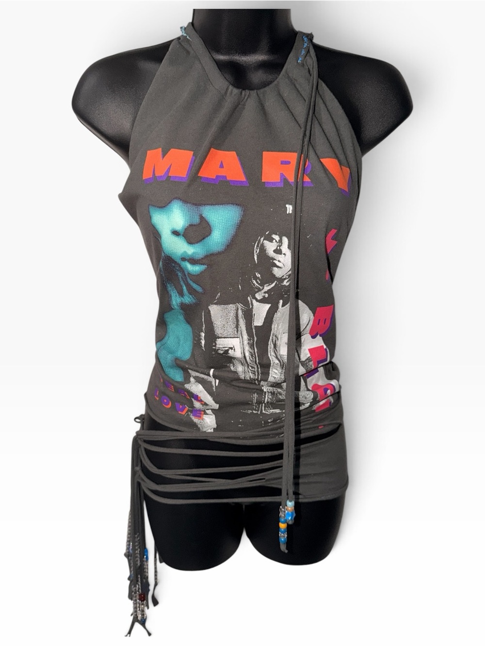 Garment Architect OOAK Reworked Mary J. Blige Graphic Halter Top